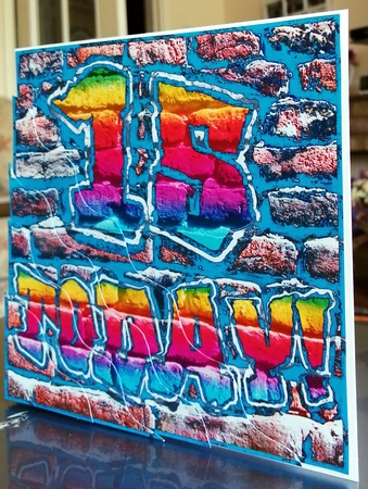 Graffiti 15th Birthday Wavy Corner side stacker by CAROL LODGE