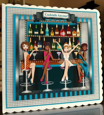 Hen Night In The Cocktail Bar (2) - Card Topper & Decoupage by CAROL LODGE