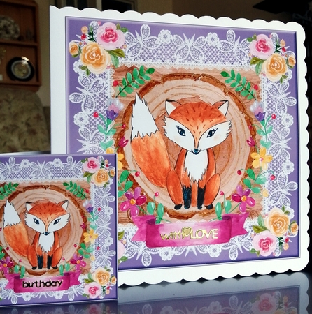 3 Cute floral fox card fronts/toppers 1 by CAROL LODGE
