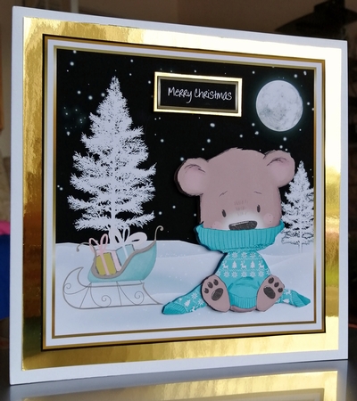 Bear waiting for Christmas 7x7 card by CAROL LODGE