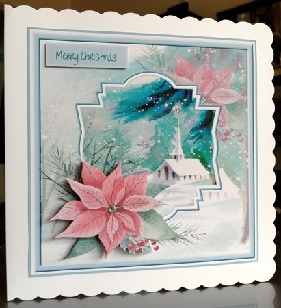 Church in the snow 7x7 card by CAROL LODGE