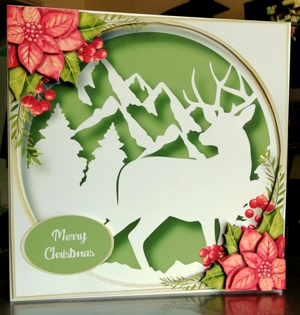 Christmas Faux Paper Cut - Stag Scene by CAROL LODGE