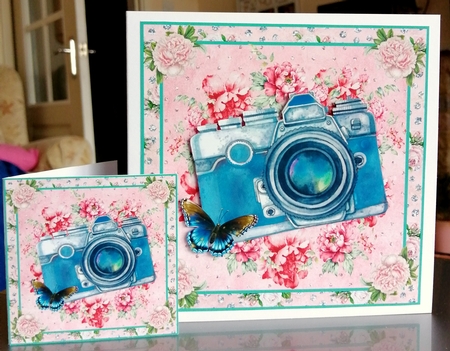 3 Floral camera card fronts/toppers by CAROL LODGE