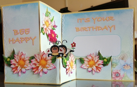 Bee Happy 2 - Z Fold Card with inside bars.  by CAROL LODGE