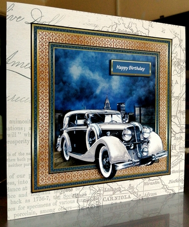 the vintage car 6x6 card by CAROL LODGE