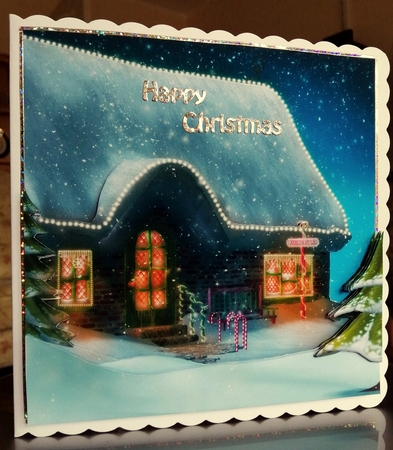 Yule Tide Magic 211 - Festive House - 3D Decoupage + Insert & Tag by CAROL LODGE
