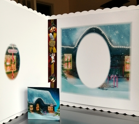 Yule Tide Magic 211 - Festive House - 3D Decoupage + Insert & Tag by CAROL LODGE