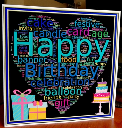 WORD HEART - HAPPY BIRTHDAY - INSERT by CAROL LODGE