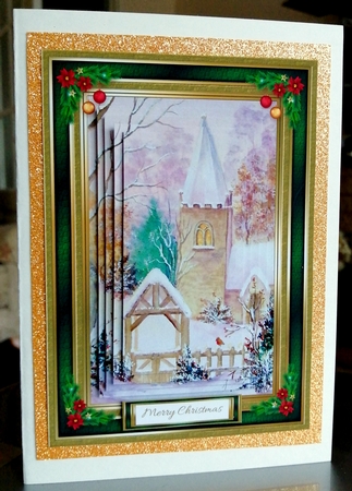 Lovely Church In The Snow Pyramid Topper - Green by CAROL LODGE