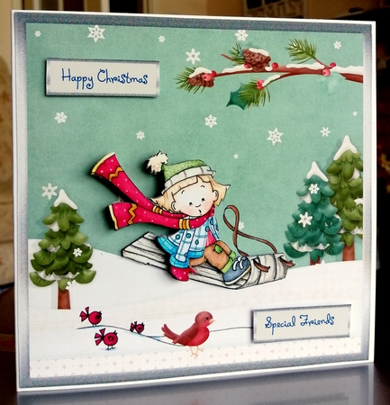 Sledging fun 6x6 card by CAROL LODGE