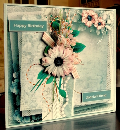 A pink daisy 6x6 card by CAROL LODGE