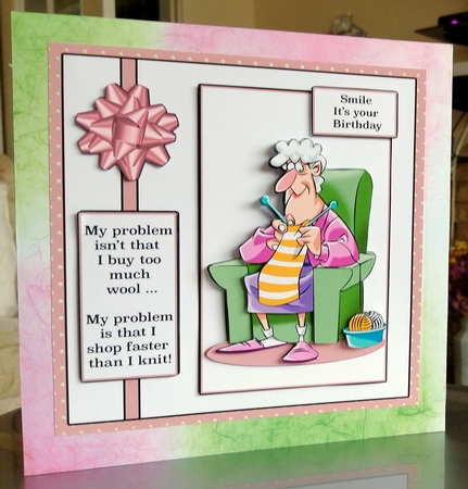 My problem isnt that I buy too much wool pink  by CAROL LODGE