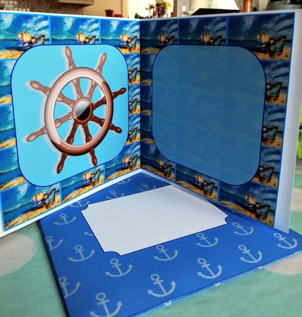 Blue Sky & Boat - Pyramid Card by CAROL LODGE