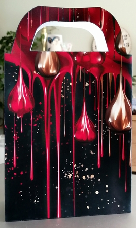 Red and gold Christmas drip gift bag 4 by CAROL LODGE