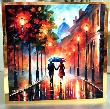 Impressionism Collection: Rain Walk 7x7 Card Kit. Matching Box, Gift Bauble,Tags by CAROL LODGE
