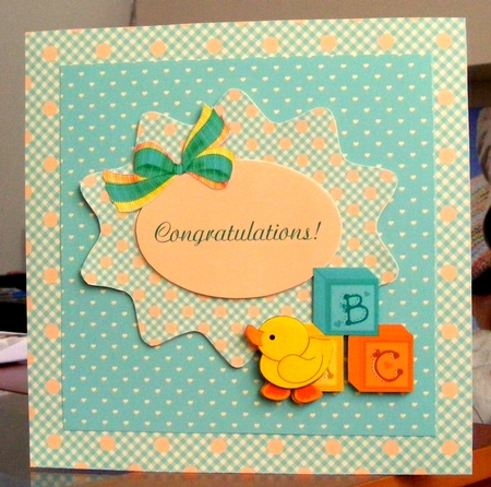 Peach, Green & Yellow New Baby Card Making Kit by CAROL LODGE