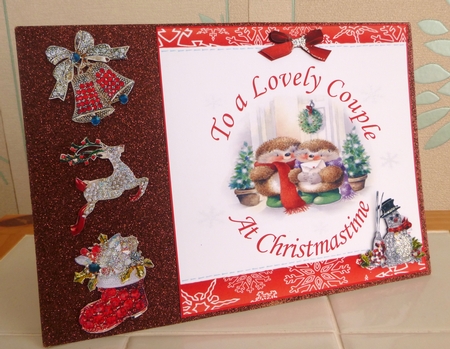 LOVELY COUPLE AT CHRISTMASTIME & REALISTIC DIAMANTE EMBELISHMENTS by CAROL LODGE