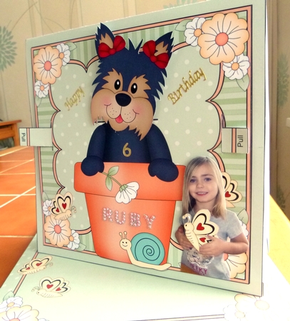 3D Animated Moveable Wobble Head Card Kit - Flower Pot Friends Little Yorkie Dog Poppy by CAROL LODGE