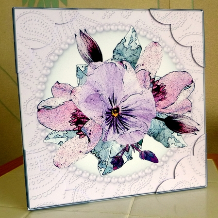 8 x 8 Posy and Pearls Scalloped corner Topper by CAROL LODGE