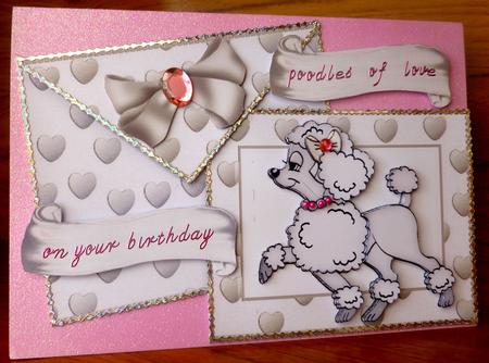Silver Hearts, Poodle Love on Card & Envelope by CAROL LODGE