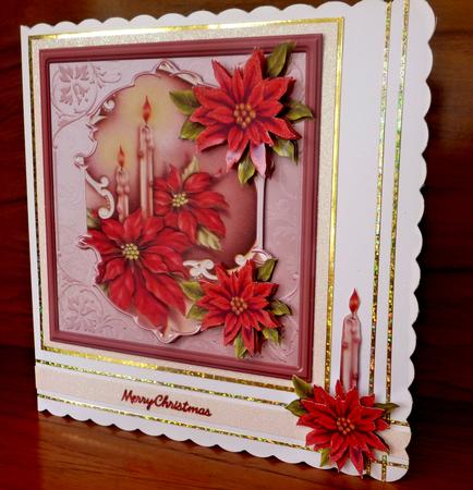 Poinsettias and Christmas Candles Card by CAROL LODGE