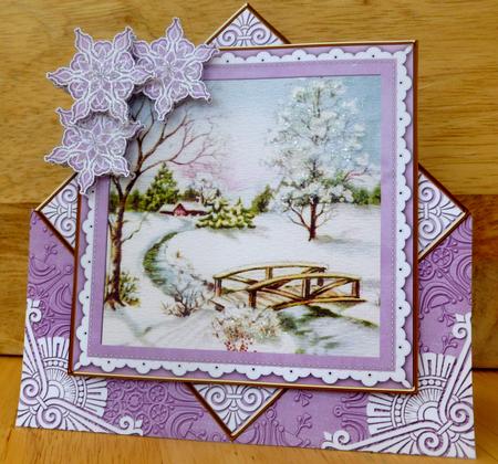 Pretty Snowscene Lilac Flake Diamond Mini Card Kit by CAROL LODGE