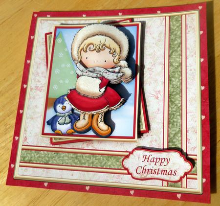 Maisy Muff Christmas Square Card Topper & Decoupage by CAROL LODGE