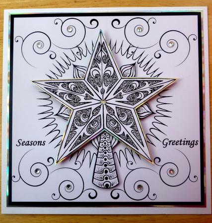 Christmas Star Black and White 8x8 Square Topper by CAROL LODGE