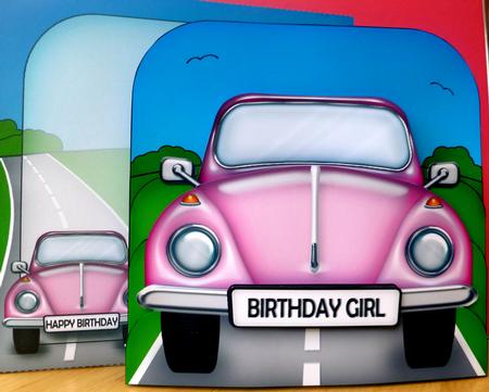3D Vw Beetle Car Transport Pop Out Card Kit by CAROL LODGE