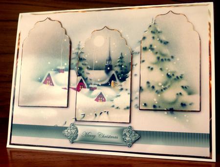 Snowy Snowy Night Panel Card with Arch Toppers by CAROL LODGE