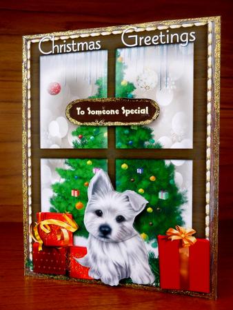 Lovely Stitched Westie in the Window by CAROL LODGE