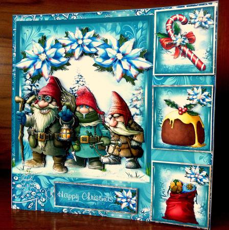 We Three Gnomes Card Front with Decoupage Kit by CAROL LODGE