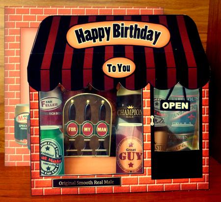 3D Ye Olde Ale Shoppe Pop Up Card Decoupage N Envelope by CAROL LODGE