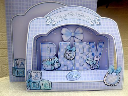 3D Baby Boy Single Window Pop Up Card N Envelope by CAROL LODGE