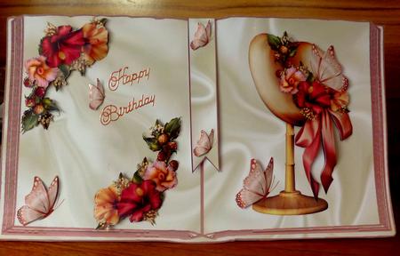 Pretty Open A4 Book of Floral Hat on Stand by CAROL LODGE