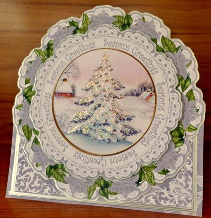 Snow Tree Seasons Greetings 3D Picture Doily C & E Kit by CAROL LODGE
