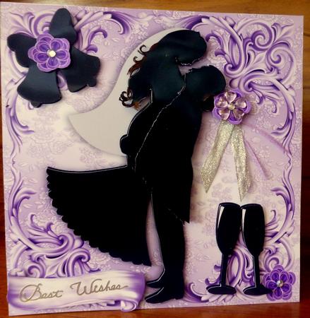 Wedding Silhouette Couple, with Purple Flowers 8x8 Mini Kit by CAROL LODGE