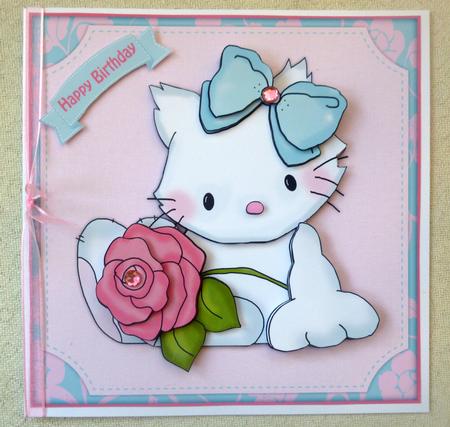 Sweet Kitty with Rose 3D Decoupage Kit by CAROL LODGE