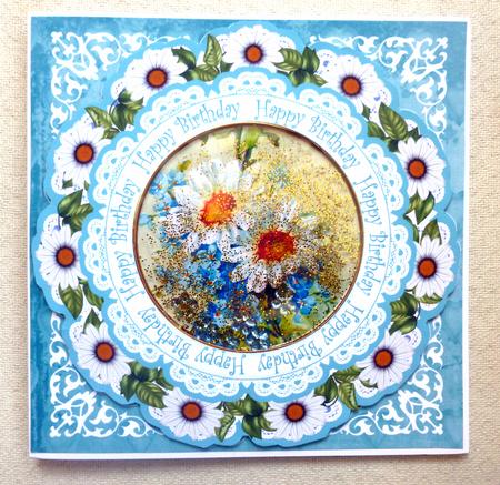 Blue Daisy Happy Birthday 8in Doily Shaker Cf Mini Kit by CAROL LODGE