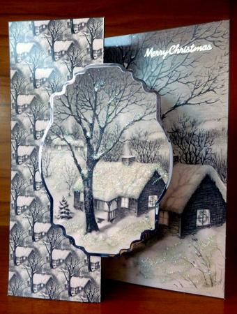 Snow on the Roof Tops Fold Back Card by CAROL LODGE