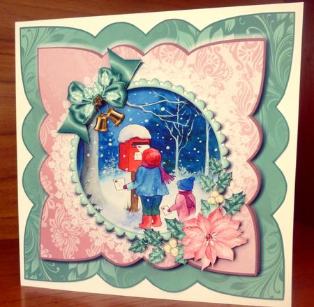 Posting a Letter Scalloped Edge Card Topper with Decoupage by CAROL LODGE