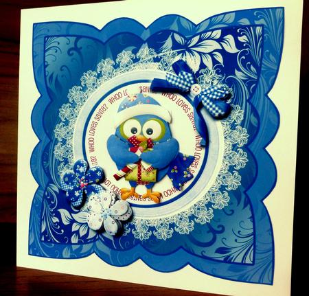 Its a Blue Blue Christmas Mini Kit with Owls and Decoupage by CAROL LODGE