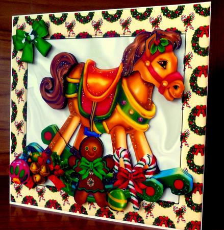 Christmas Rocking Horse 8x8 Mini Kit by CAROL LODGE