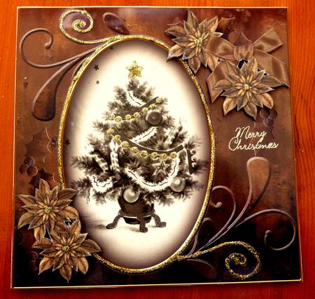 Elegant Tree Tea Toned 8in Swirl Decoupage Topper by CAROL LODGE