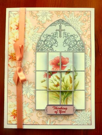 Red Poppy in Church Window - Never Forgotten - Sympathy by CAROL LODGE