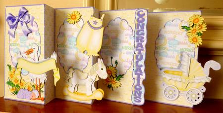 4-fold Card Kit - New Baby in Lemon & Lilac by CAROL LODGE
