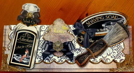 Mens Black Shaving Set Large Dl Ote Decoupage Card Kit by CAROL LODGE