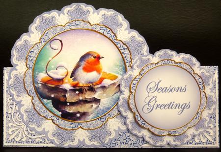 Blue Robin Christmas Double Doily Card Mini Kit by CAROL LODGE