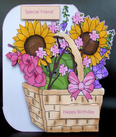 Basket of Flowers Shaped Card by CAROL LODGE