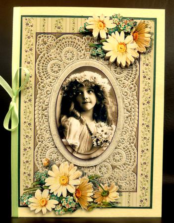 Vintage Girl with Daisies by CAROL LODGE